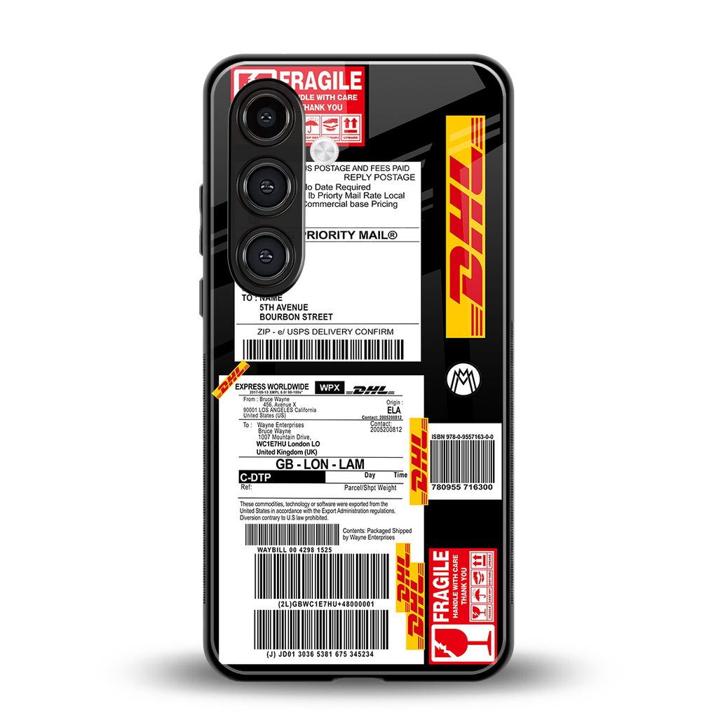 dhl delivery label back phone cover | glass case for samsung galaxy s23