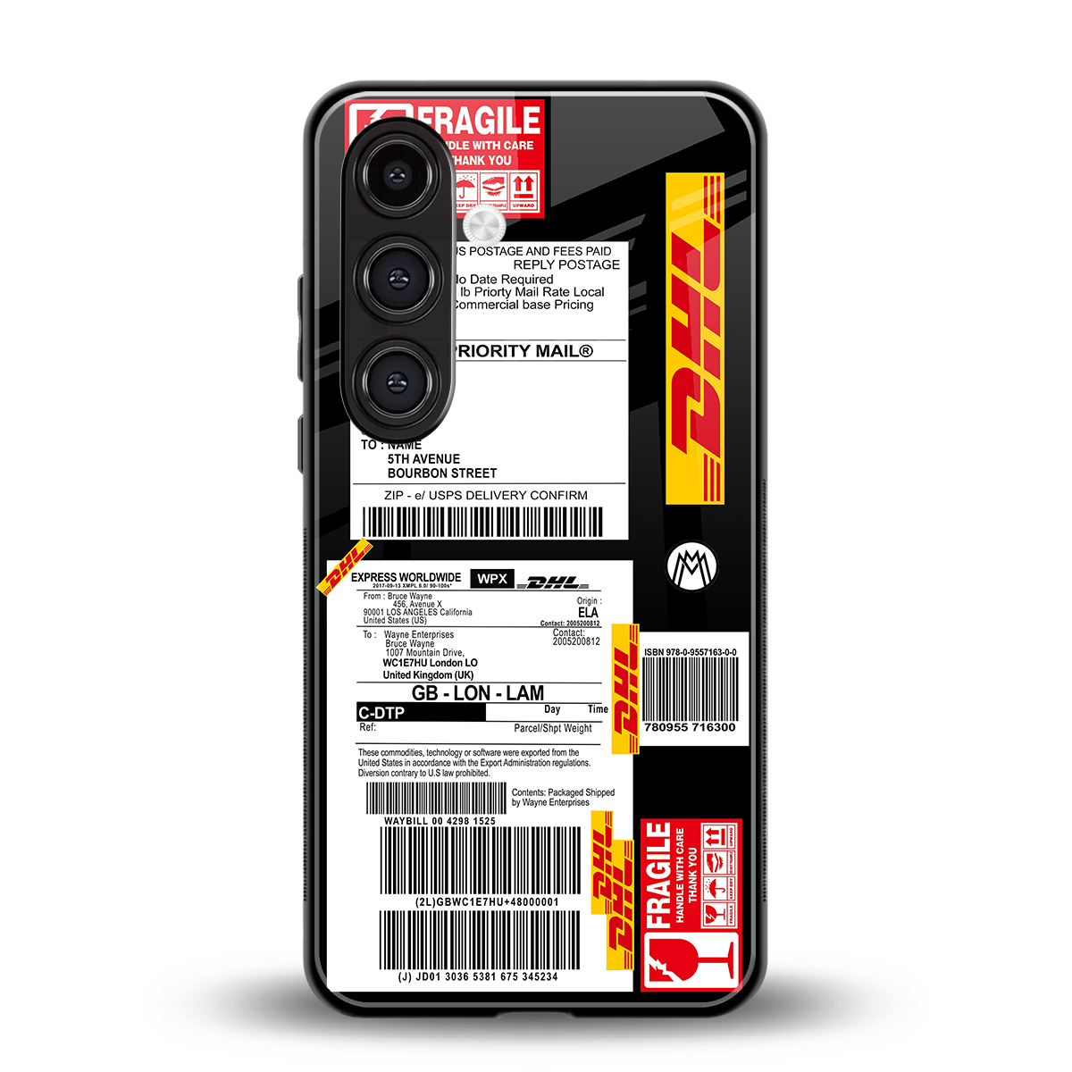 dhl delivery label back phone cover | glass case for samsung galaxy s23