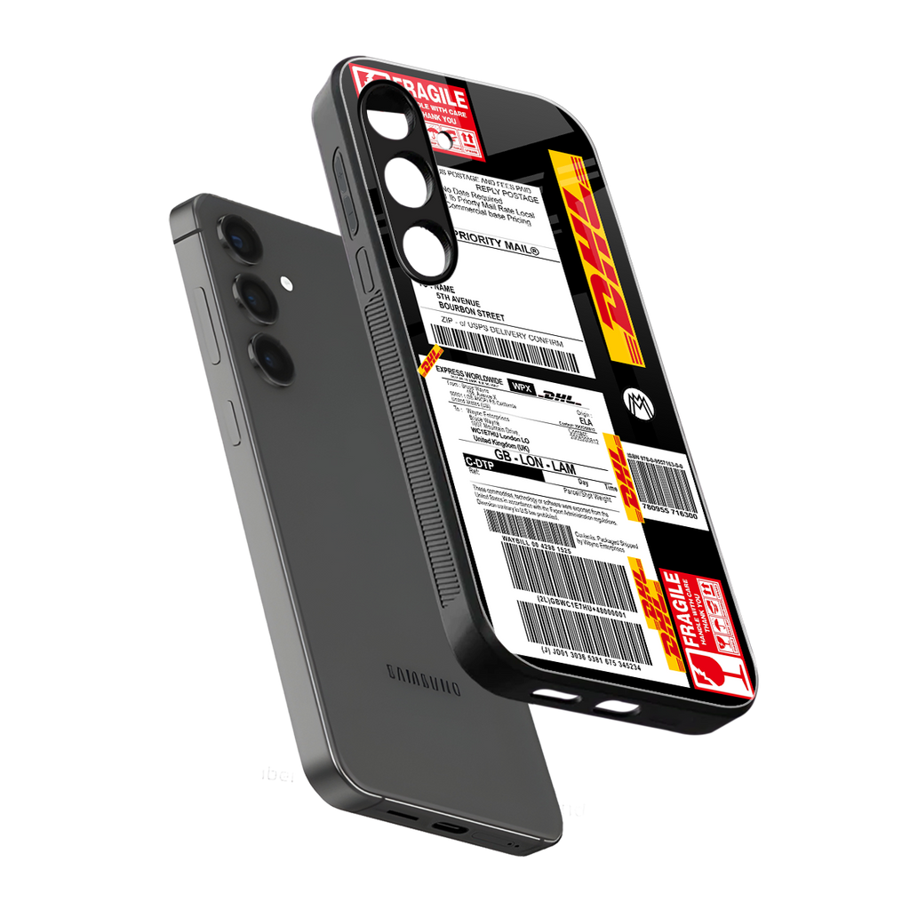 dhl delivery label back phone cover | glass case for samsung galaxy s23