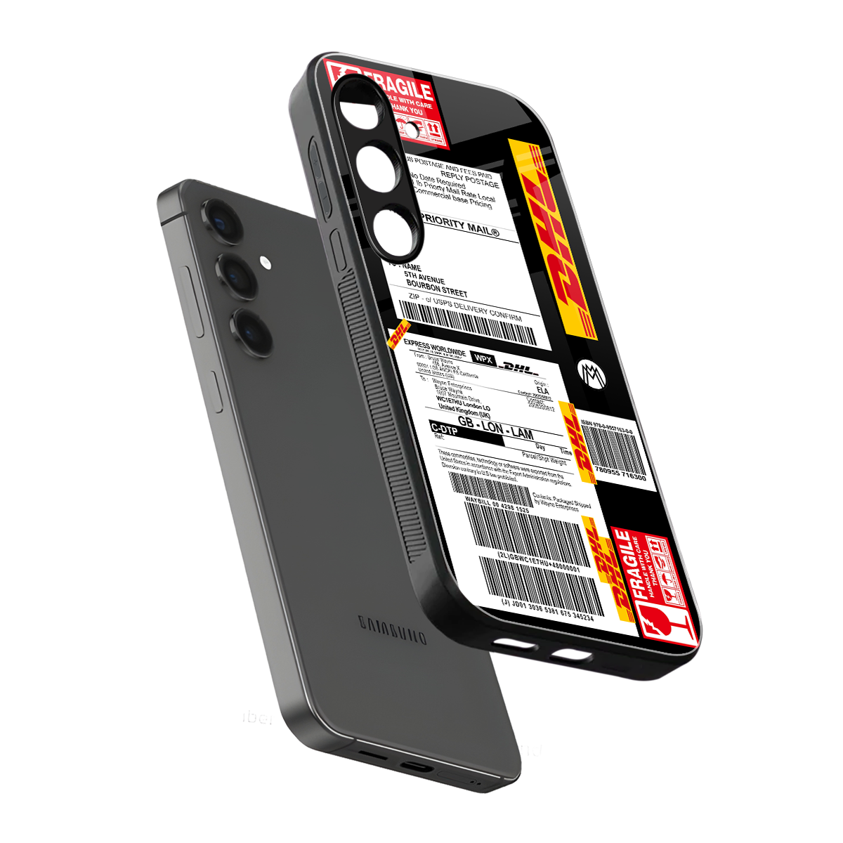 dhl delivery label back phone cover | glass case for samsung galaxy s23