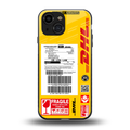 dhl yellow delivery label back phone cover | glass case for iphone 13 mini