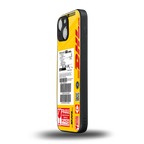 dhl yellow delivery label back phone cover | glass case for iphone 13 mini