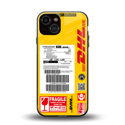 dhl yellow delivery label back phone cover | glass case for iphone 13