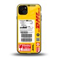 dhl yellow delivery label back phone cover | glass case for iphone 14 plus