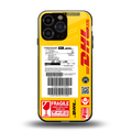 dhl yellow delivery label back phone cover | glass case for iphone 15 pro max
