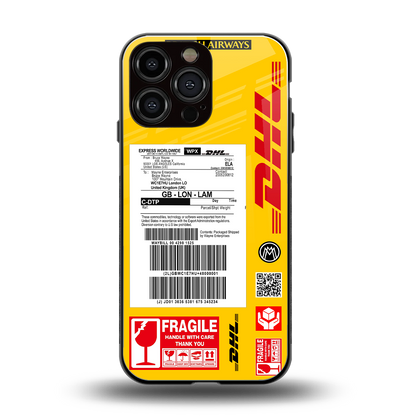 dhl yellow delivery label back phone cover | glass case for iphone 14 pro max