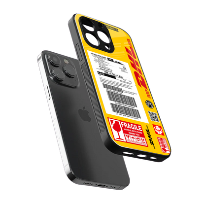 dhl yellow delivery label back phone cover | glass case for iphone 14 pro max