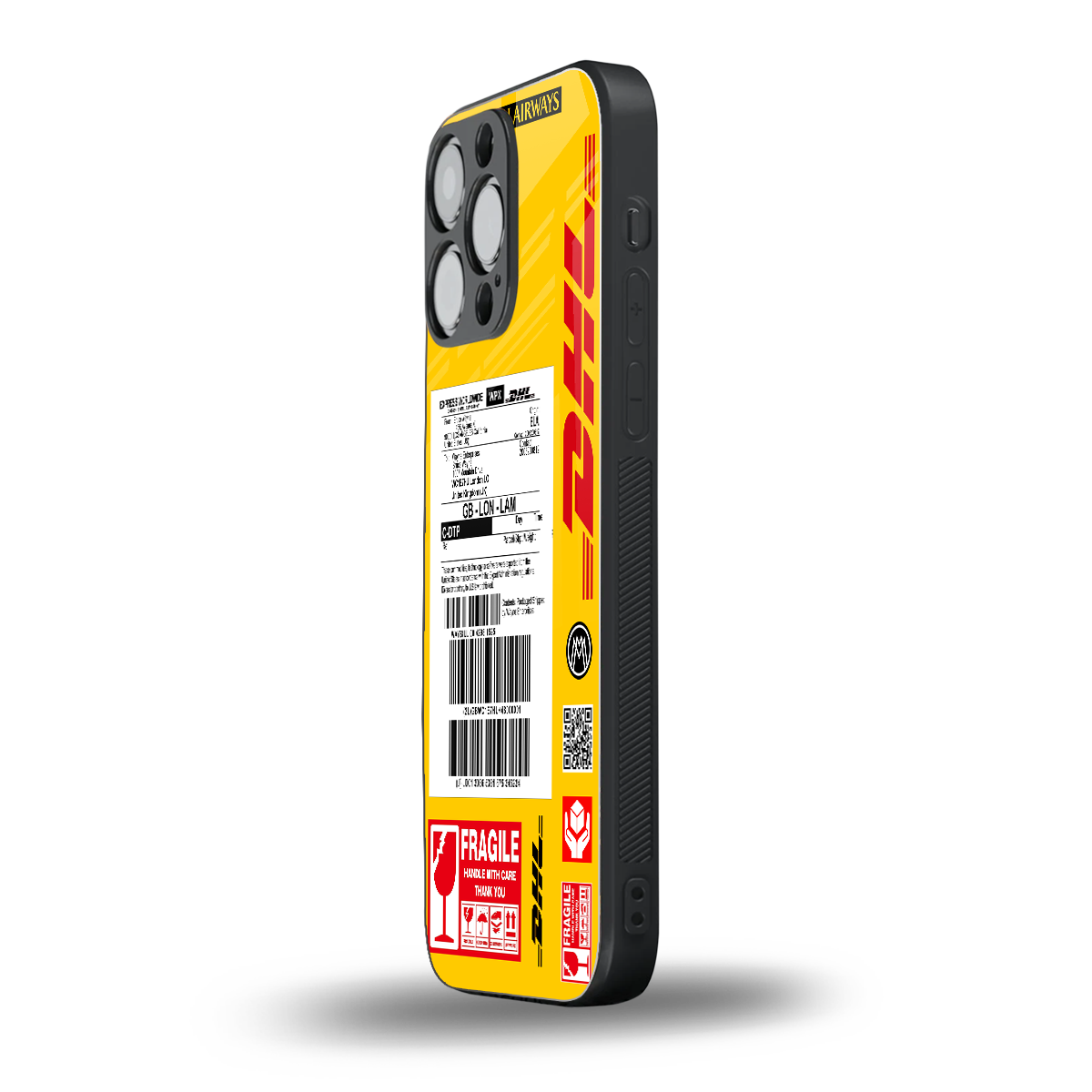 dhl yellow delivery label back phone cover | glass case for iphone 14 pro max