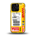 dhl yellow delivery label back phone cover | glass case for iphone 14 pro