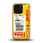 dhl yellow delivery label back phone cover | glass case for iphone 14 pro