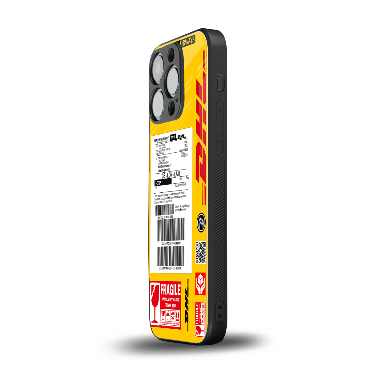 dhl yellow delivery label back phone cover | glass case for iphone 15 pro