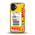 dhl yellow delivery label back phone cover | glass case for iphone 16 plus