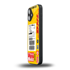 dhl yellow delivery label back phone cover | glass case for iphone 16 plus