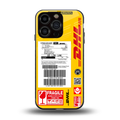 dhl yellow delivery label back phone cover | glass case for iphone 16 pro