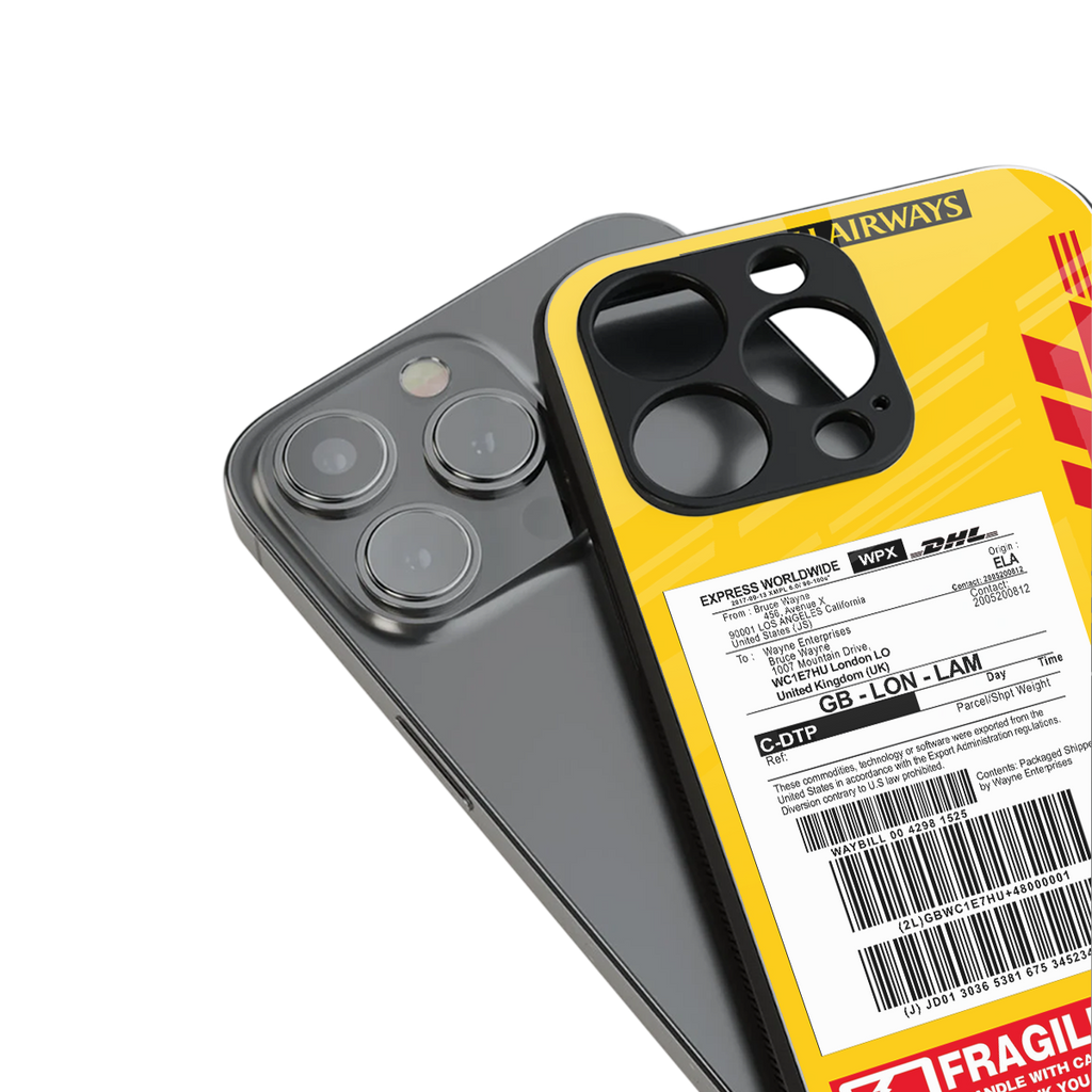 dhl yellow delivery label back phone cover | glass case for iphone 16 pro max