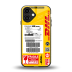 dhl yellow delivery label back phone cover | glass case for iphone 16