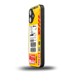 dhl yellow delivery label back phone cover | glass case for iphone 16
