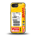 dhl yellow delivery label back phone cover | glass case for iphone 16e