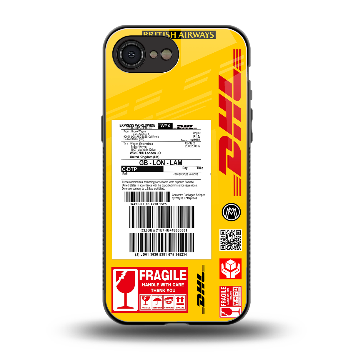 dhl yellow delivery label back phone cover | glass case for iphone 16e