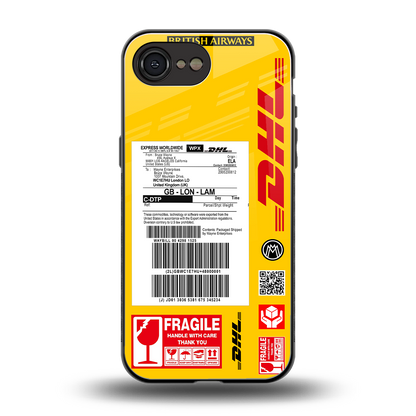 dhl yellow delivery label back phone cover | glass case for iphone 16e