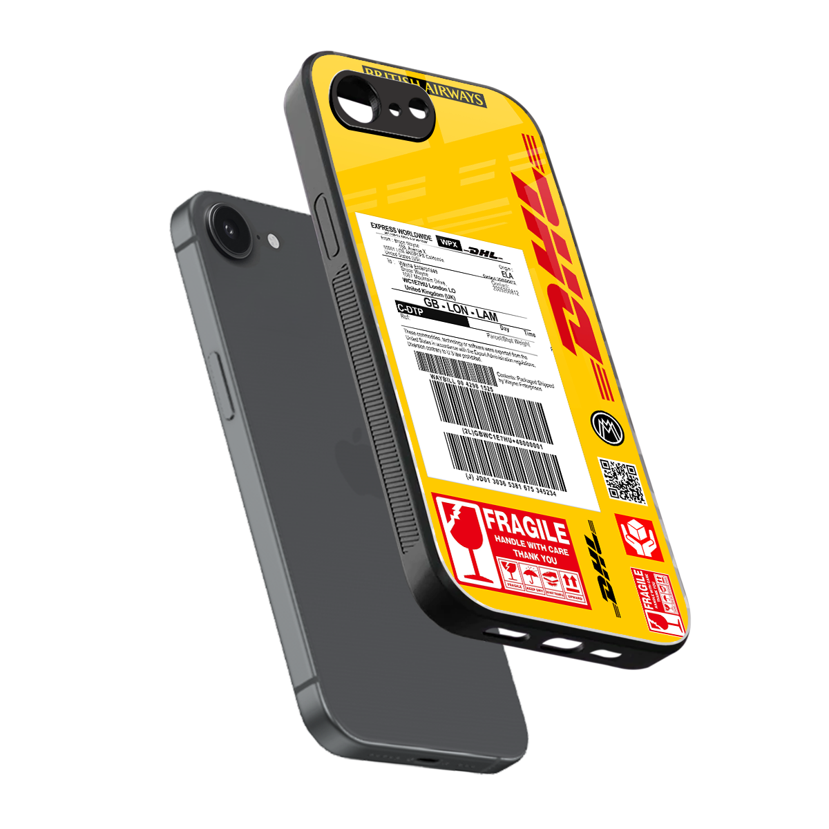 dhl yellow delivery label back phone cover | glass case for iphone 16e