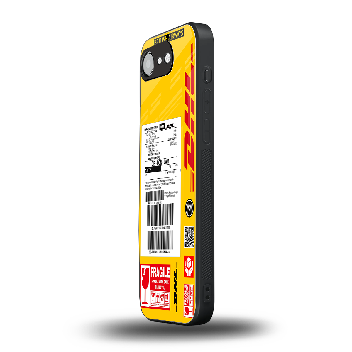 dhl yellow delivery label back phone cover | glass case for iphone 16e