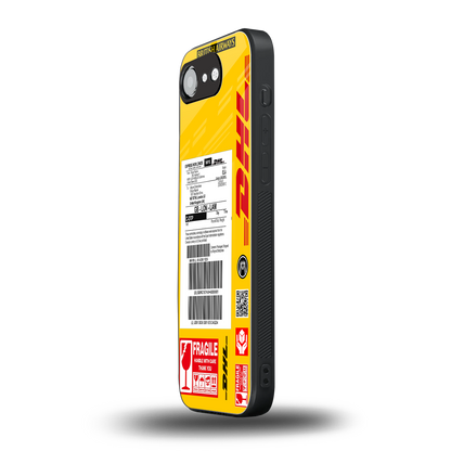 dhl yellow delivery label back phone cover | glass case for iphone 16e