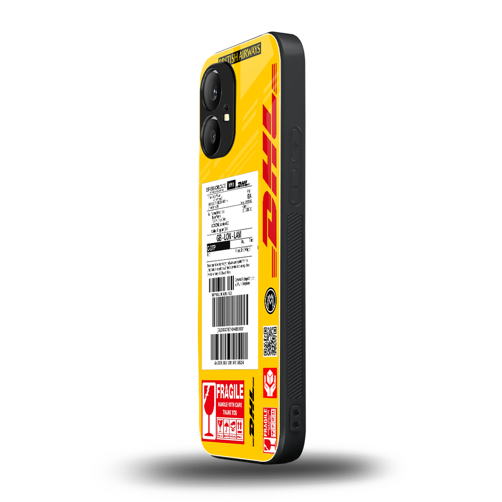 dhl yellow delivery label back phone cover | glass case for nothing phone 1
