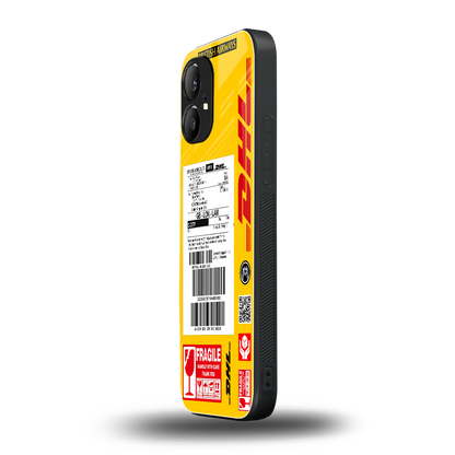 dhl yellow delivery label back phone cover | glass case for nothing phone 1