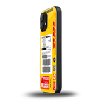 dhl yellow delivery label back phone cover | glass case for nothing phone 2