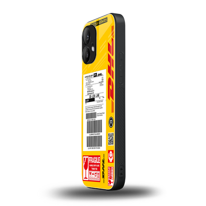 dhl yellow delivery label back phone cover | glass case for nothing phone 2