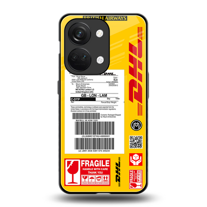 dhl yellow delivery label back phone cover | glass case for oneplus nord 3
