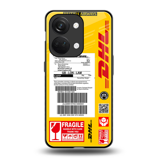 dhl yellow delivery label back phone cover | glass case for oneplus nord 3