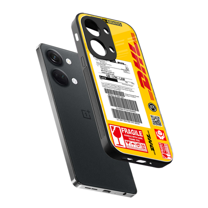 dhl yellow delivery label back phone cover | glass case for oneplus nord 3