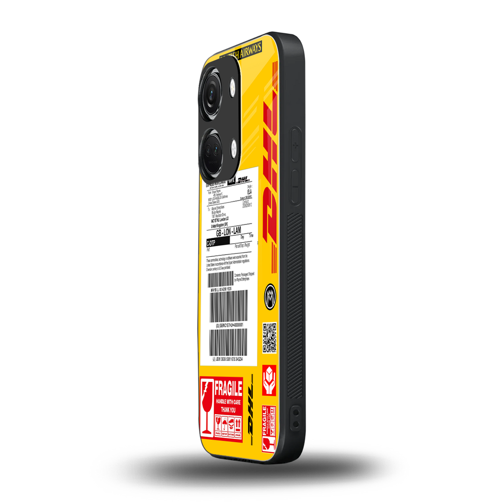 dhl yellow delivery label back phone cover | glass case for oneplus nord 3