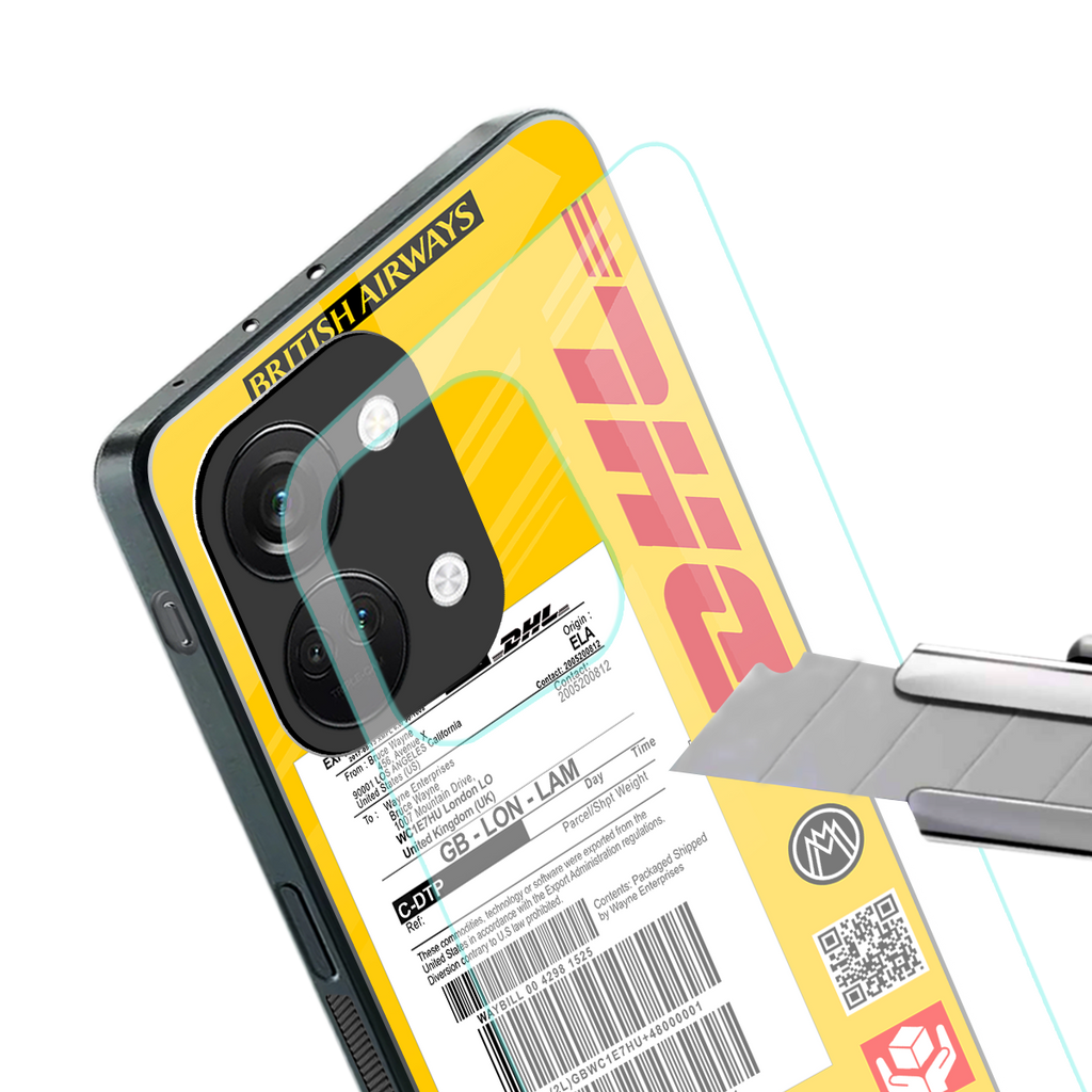 dhl yellow delivery label back phone cover | glass case for oneplus nord 3