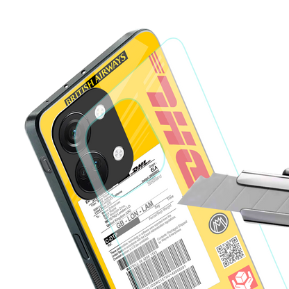 dhl yellow delivery label back phone cover | glass case for oneplus nord 3