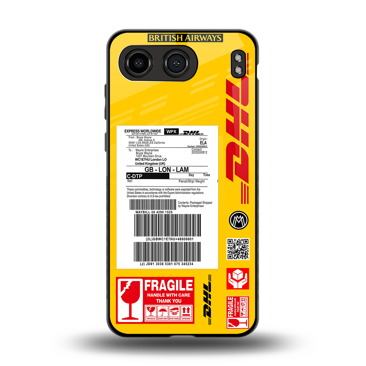 dhl yellow delivery label back phone cover | glass case for oneplus nord 4
