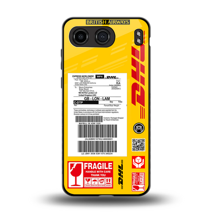 dhl yellow delivery label back phone cover | glass case for oneplus nord 4