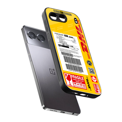 dhl yellow delivery label back phone cover | glass case for oneplus nord 4