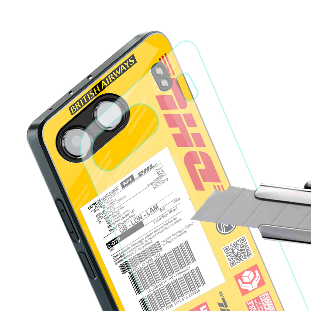 dhl yellow delivery label back phone cover | glass case for oneplus nord 4