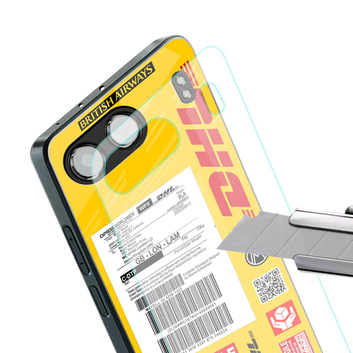 dhl yellow delivery label back phone cover | glass case for oneplus nord 4