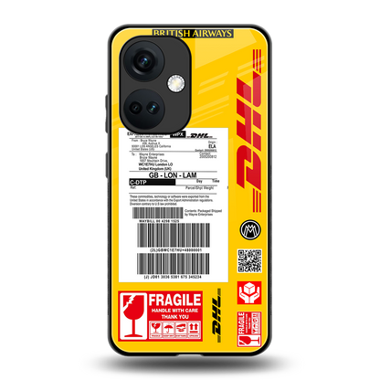 dhl yellow delivery label back phone cover | glass case for oneplus nord ce 3