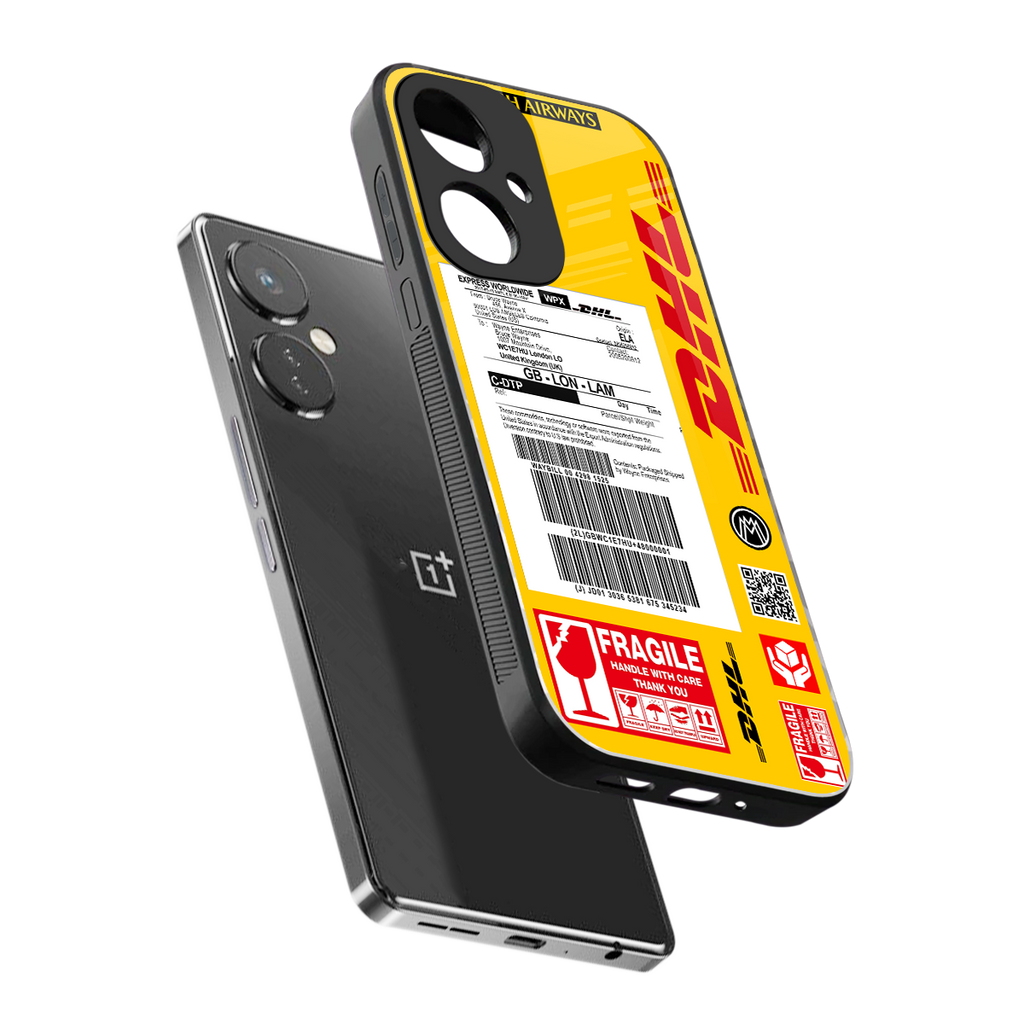 dhl yellow delivery label back phone cover | glass case for oneplus nord ce 3