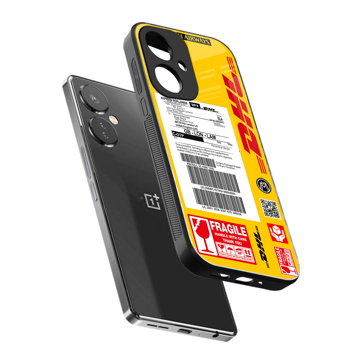 dhl yellow delivery label back phone cover | glass case for oneplus nord ce 3