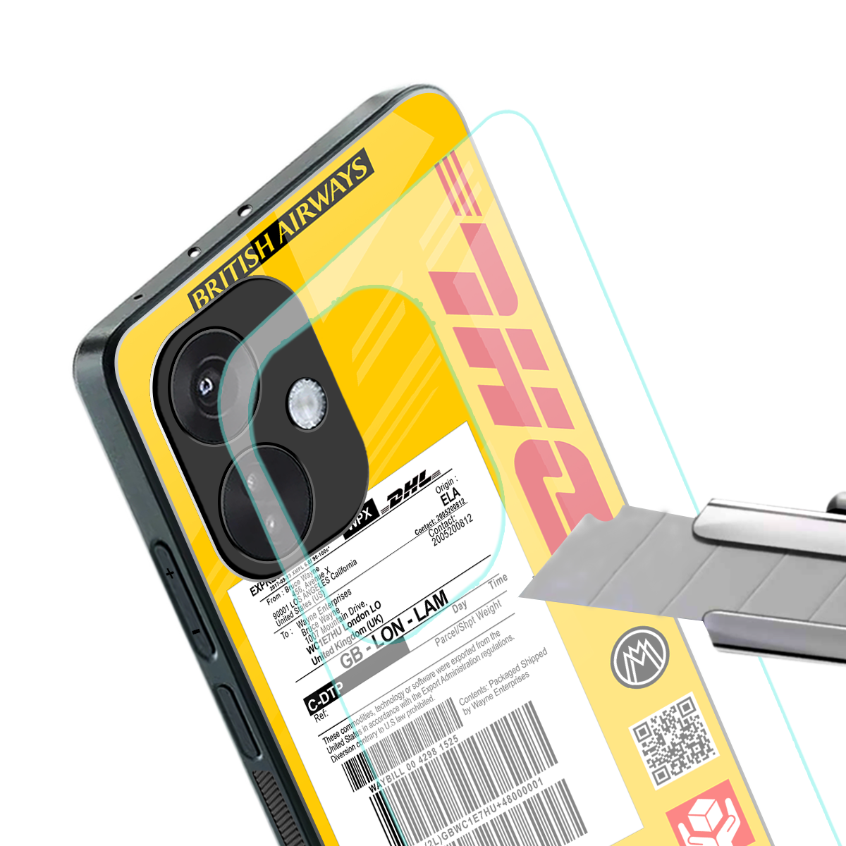 dhl yellow delivery label back phone cover | glass case for oneplus nord ce 3