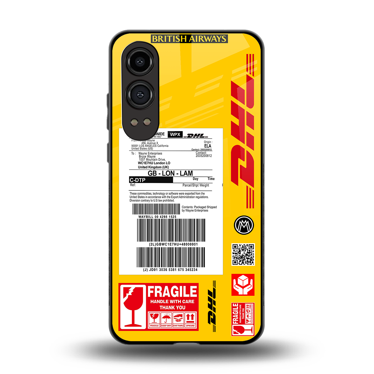 dhl yellow delivery label back phone cover | glass case for oneplus nord ce 4 lite