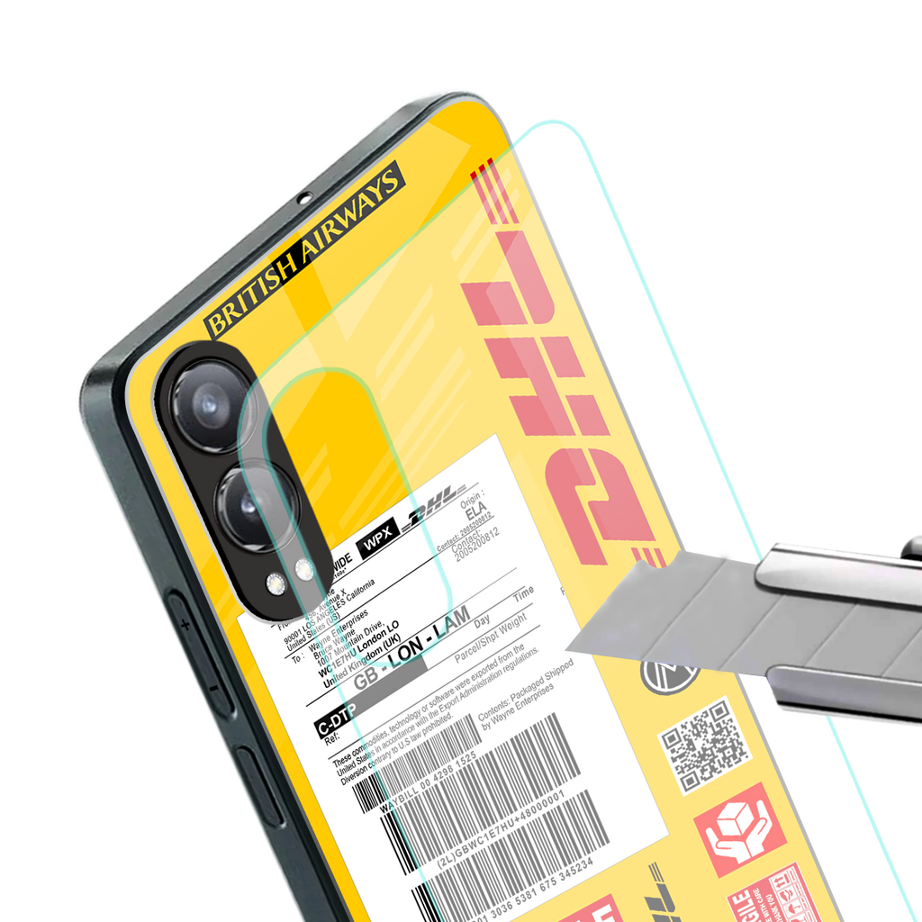dhl yellow delivery label back phone cover | glass case for oneplus nord ce 4 lite