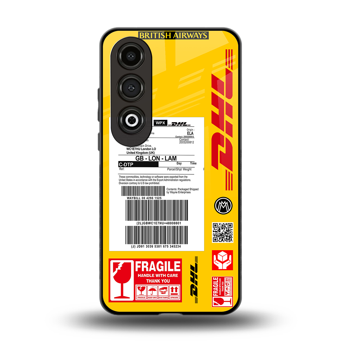 dhl yellow delivery label back phone cover | glass case for oneplus nord ce 4