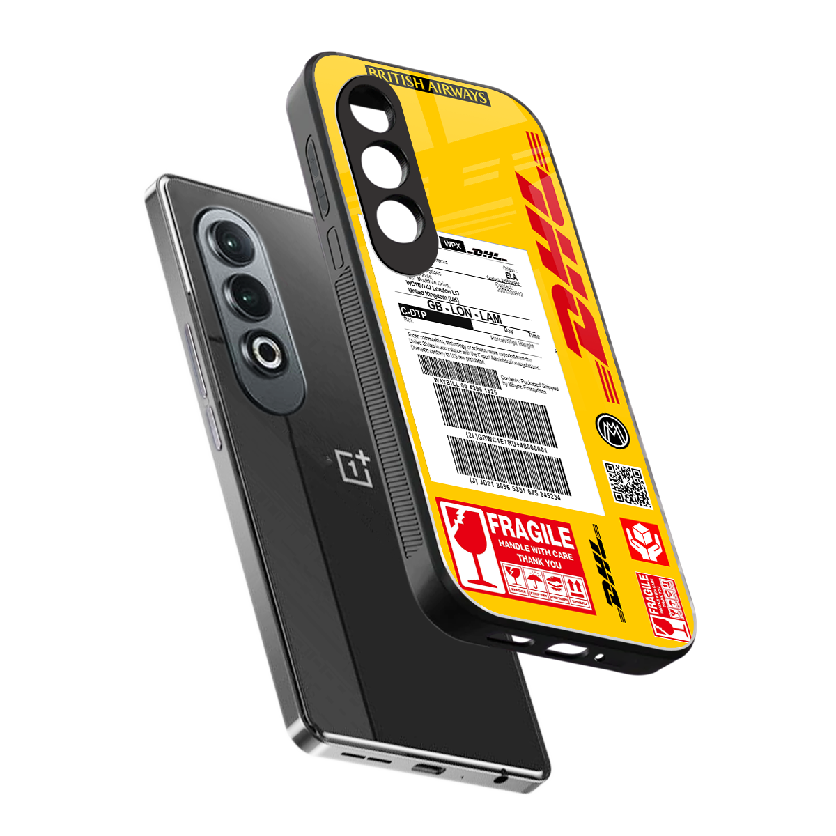 dhl yellow delivery label back phone cover | glass case for oneplus nord ce 4